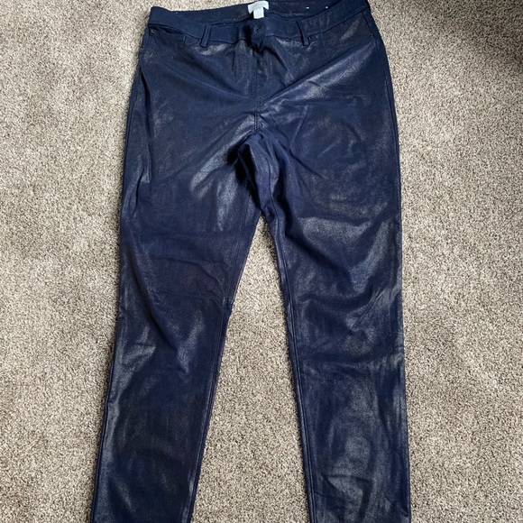 Chico's Pants - 🔥Chico’s faux leather blue jeggins. Size 14🔥
